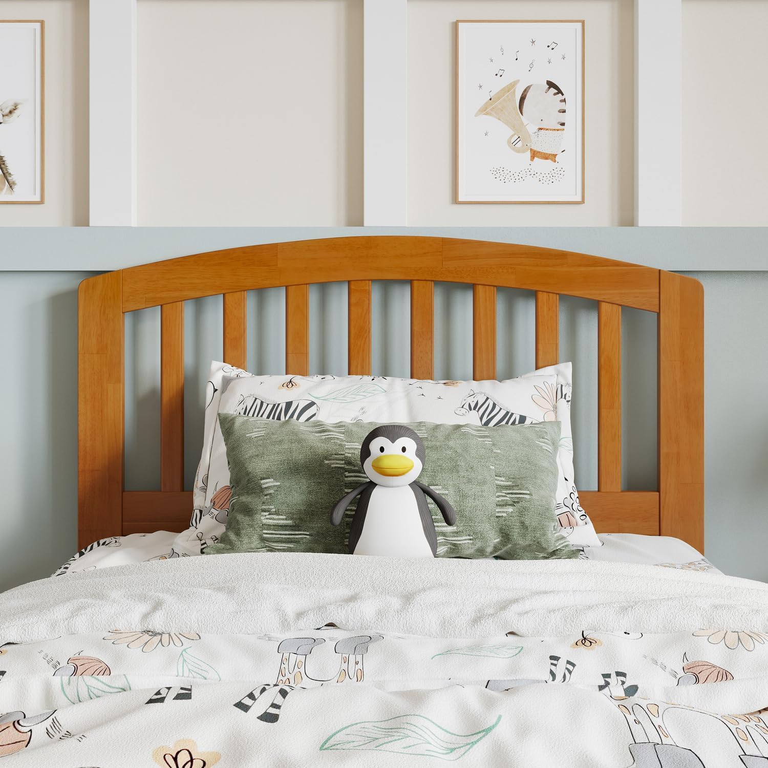 HomeStock Classic Wood Headboard with USB Charging Bedroom Furniture Twin/Light Toffee