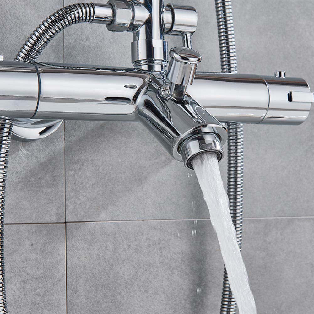 Juego de grifos de Ducha termostáticos para bañera, Mezclador Cromado de Agua Caliente y fría, Grifo de baño con Dos manijas