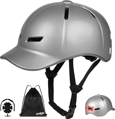 Miniatura 7 de Casco de bicicleta para adultos hombres/mujeres - Luz trasera recargable USB, certificado CPSC/ASTM, 2 forros extraíbles, ajustable, ligero, estilo