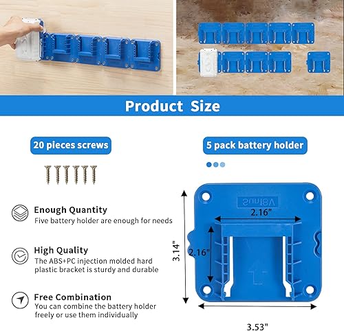Miniatura 2 de Paquete de 5 soportes de batería para batería de iones de litio de 24 V Snow Joe y Sun Joe, soportes para muelle (con 10 tornillos)