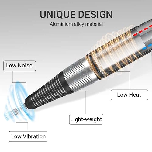 Miniatura 4 de MelodySusie Taladro de uñas profesional recargable de 30000 RPM con 7 piezas de brocas de carburo de tungsteno profesional, estafador eléctrico