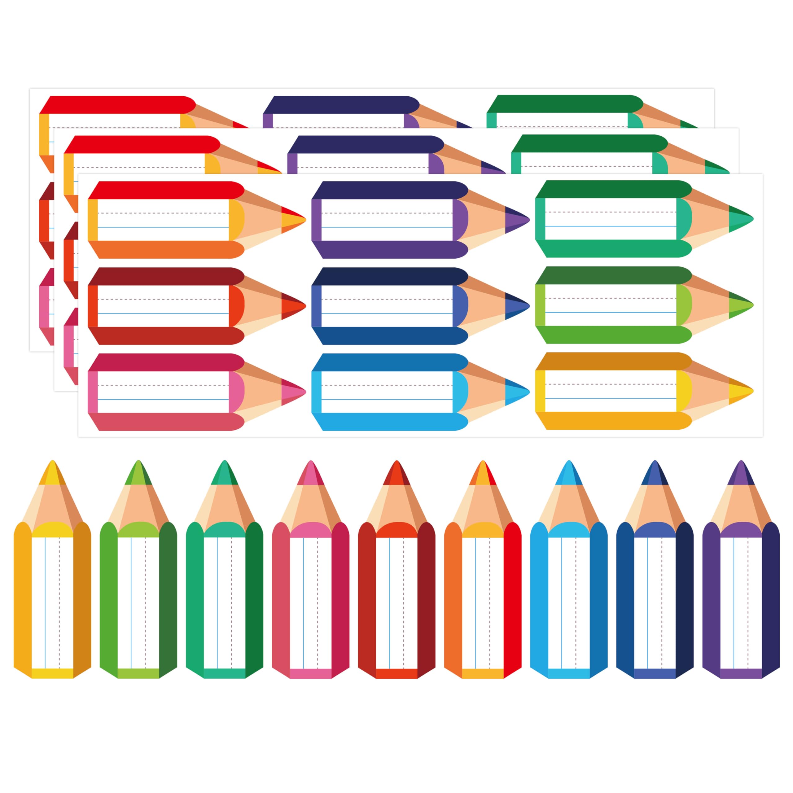 Self Adhesive Name Tag Stickers 270 pcs Colorful Student Nametags Home Office Pencil Name Labels,3.6x1.2 Inch Back to School Classroom Supply Name