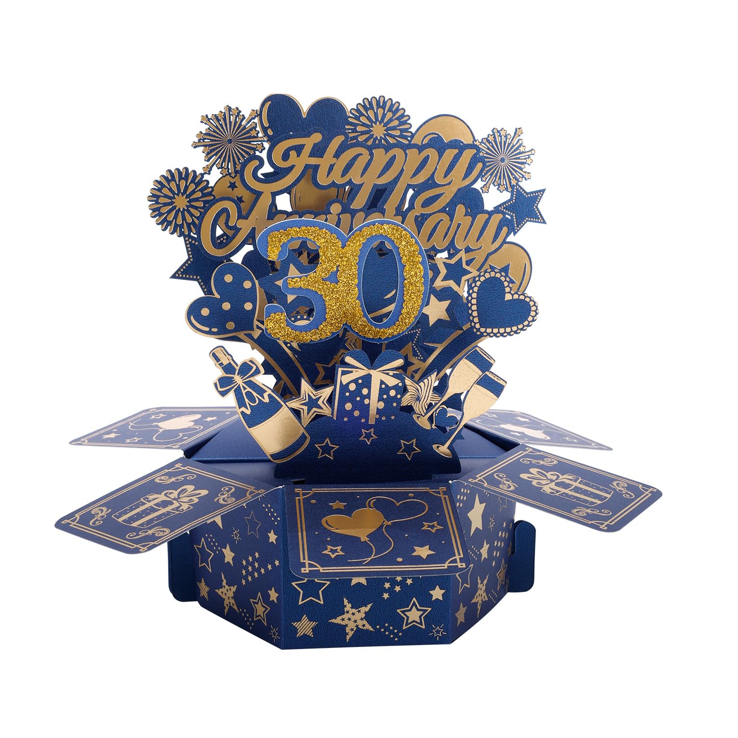 30th Anniversary Pop-Up Card, 3D Happy Wedding Anniversary Card with Envelope Cool Birthday Pop-up Box for Couples Men Women — image 1