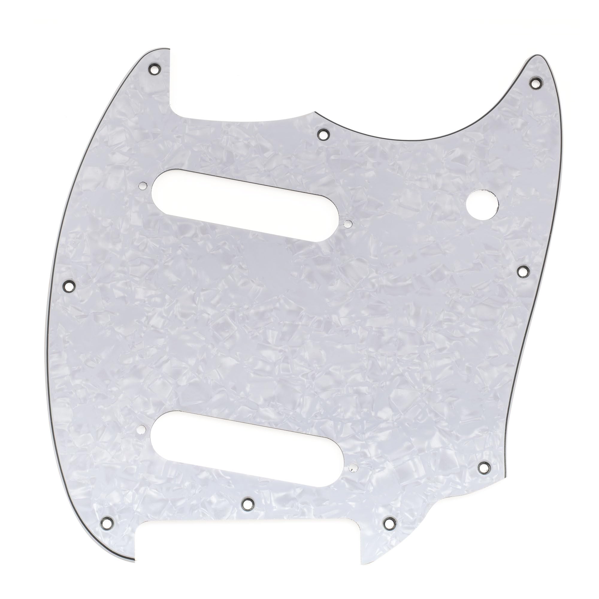 Musiclily Pro 9-Hole Guitar Pickguard for Squier Sonic Mustang SS Electric Guitar, 4Ply White Pearl