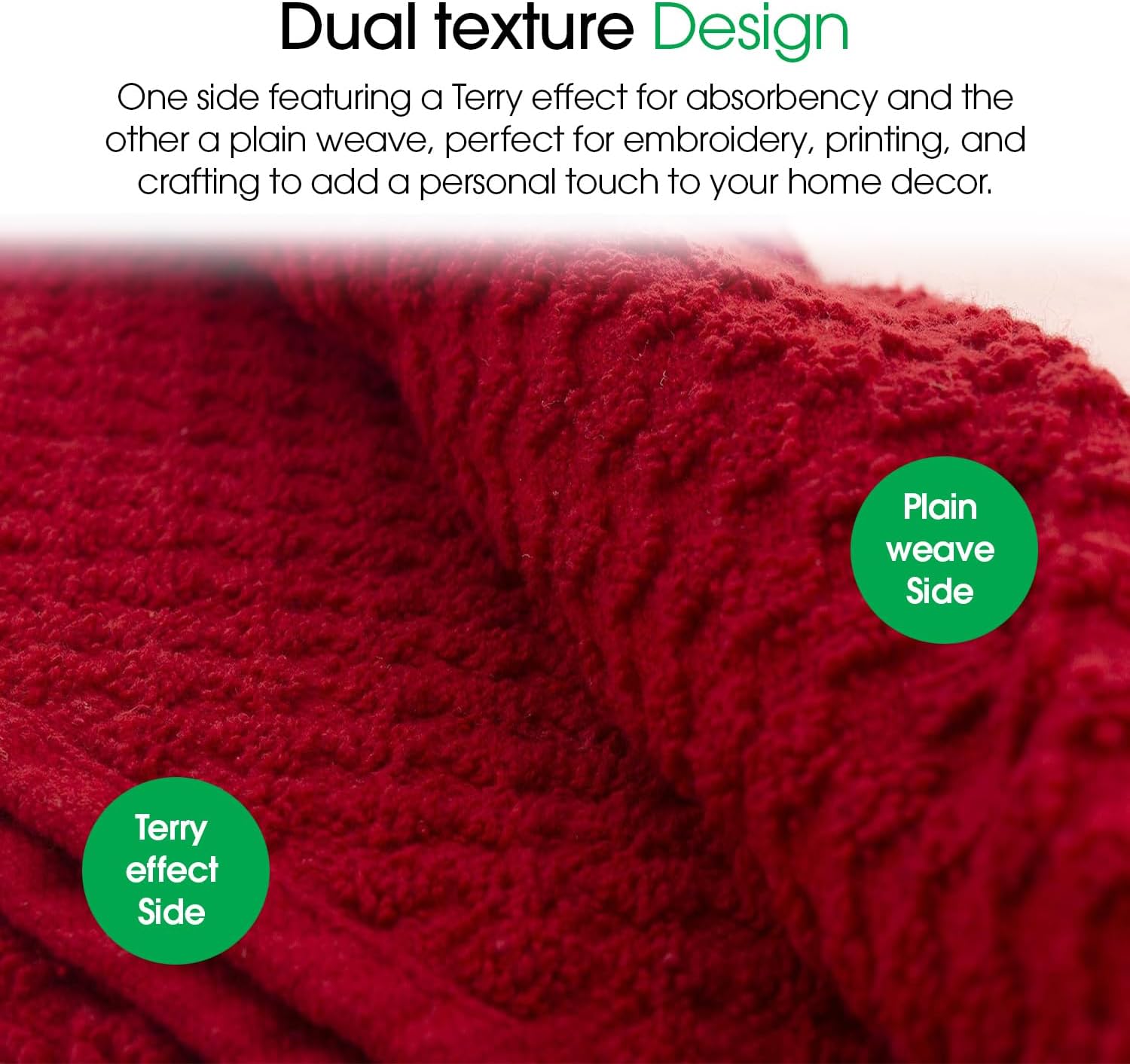 DG Collections Terry Dish Towels, 100% Cotton Kitchen Towels, Set of 8 (15x25 inch) Hand Towels - 400 GSM, Absorbent Terry Cloth Dish Towels for Kitchen, Soft Tea Towels - Red Color - Image 5