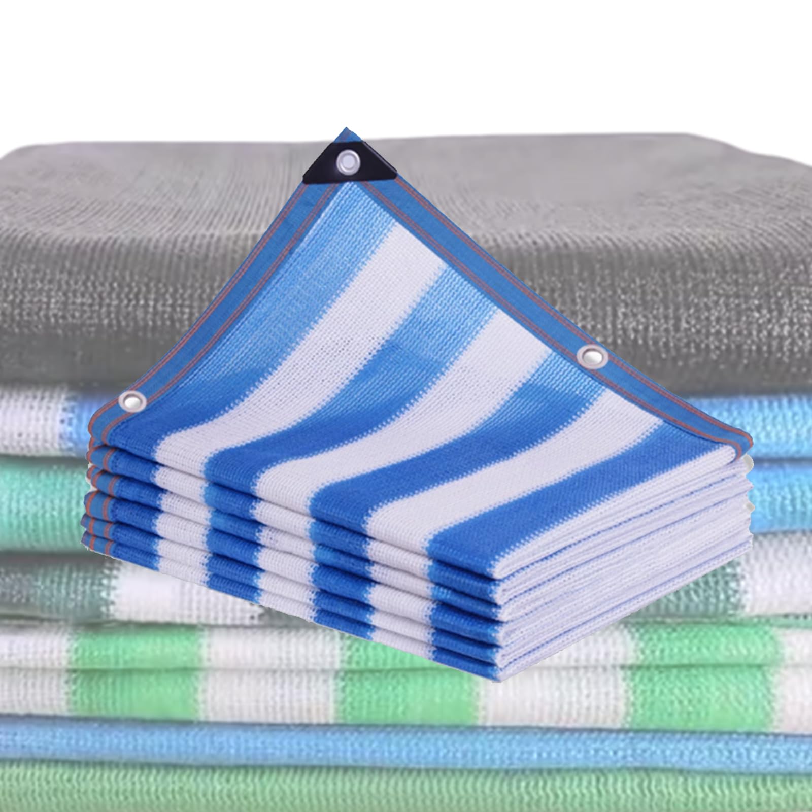 KLGFBDC Rectangular Blue & White Sun Shade Sail Breathable UV Protection Canopy 90% Shade Effect Outdoor Garden Netting 11 Colors Available [5m x 7m]