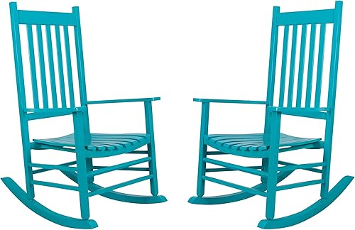 Shine Company Juego de 2 mecedoras Vermont para porche  Mecedoras de respaldo alto para interiores y exteriores, paquete de 2  Aruba