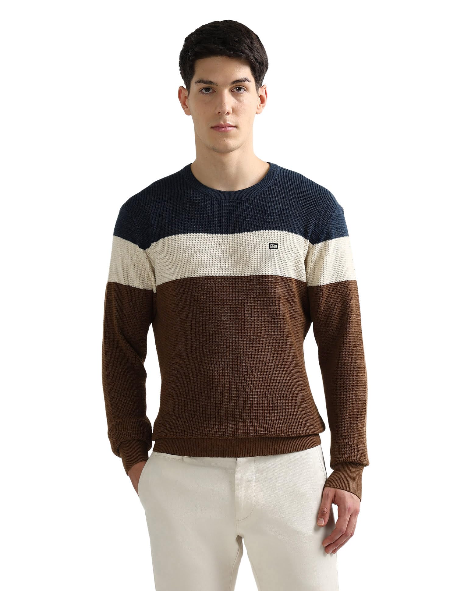 arrow sports Arrow Sport Men's Colour Blocked Regular Fit Sweater-picture-17
