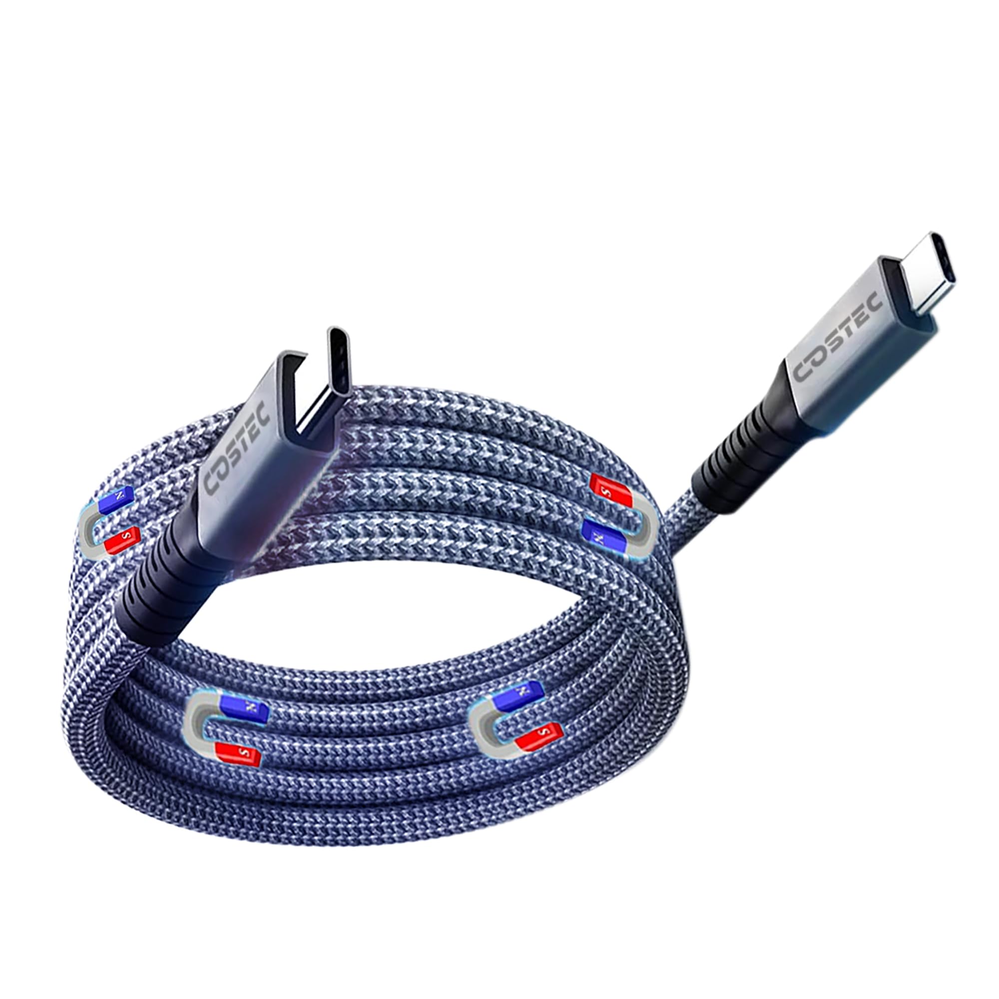 Costec Magnetic Coiled Type C to Type C Cable, 65W / 3.1A Magnetic, Nylon Braided for Smartphones, iPads & Laptops,PD Technology, QC 3.0 Fast Charging - 3.3ft, Type C - Type C, Grey Colour (B0DCWD7K1N) Amazon Price History, Amazon Price Tracker