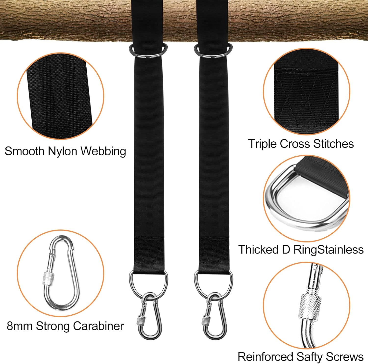 sukevitor Tree Swing Straps Hanging Kit, Adjustable Hammock Tree Hanging Straps with Tree