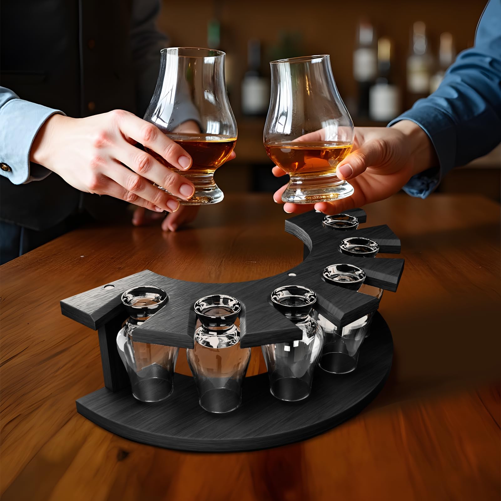 Aufbewahrungsbox für Glencairn Whiskyglas, 6 Whiskey-Gläserhalter für Organizer, stabile Konstruktion, um Stöße zu verhindern, Whisky-Aufbewahrung, Lederetui, das perfekte Whisky-Geschenk (schwarz) Küche, Haushalt & Wohnen