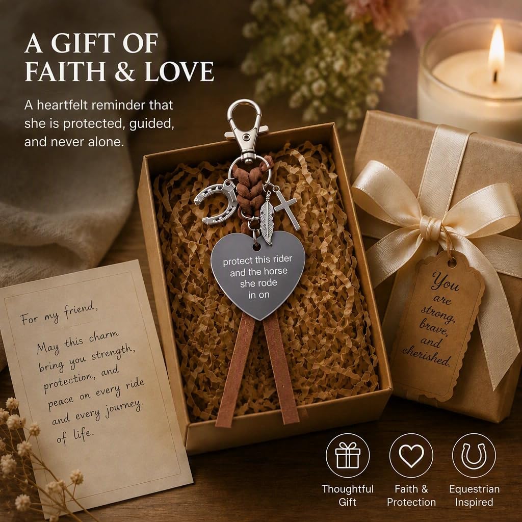 Protect This Rider And The Horse She Rode In On-Saddle Charm, Saddle Heart Charm, Equestrian Riding Gift,Horse Lovers Gift