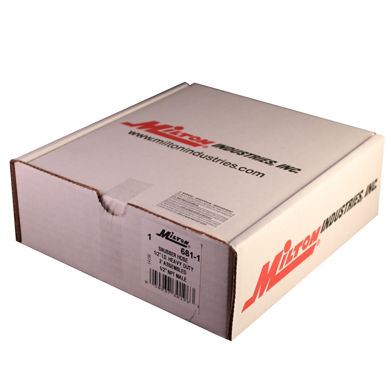 MILTON 2 Foot Snubber Nose 681-1, Absorbs Shock from Impact Tools, 200 PSI Max Pressure, 800 Pounds Burst Pressure, 1/2" Hose ID, 1/2" Male NPT