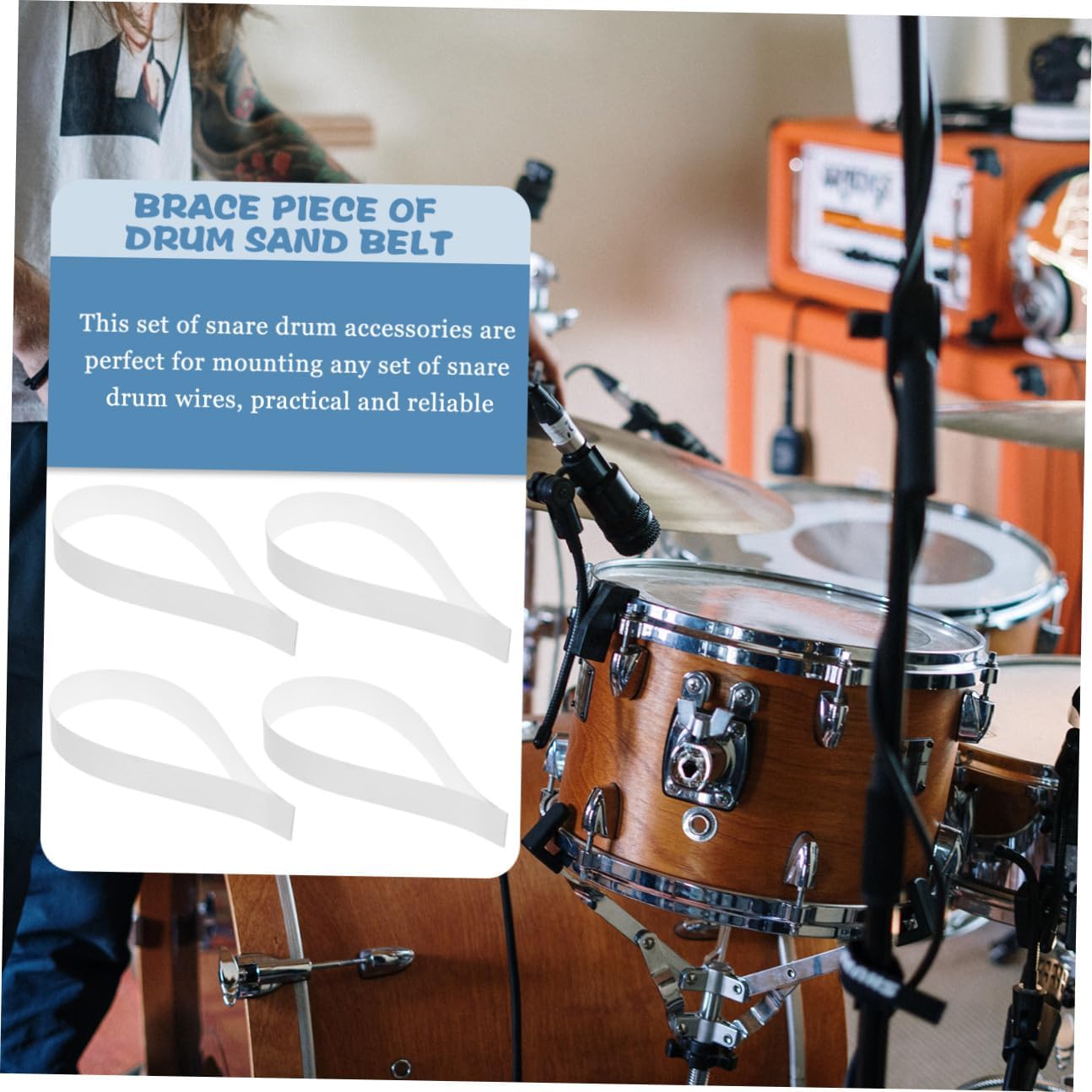 6pcs Snare Drum Accessories Wire Fixing Straps Easy to Install High-grade Pet Material Drum Wire Mounting Random Color