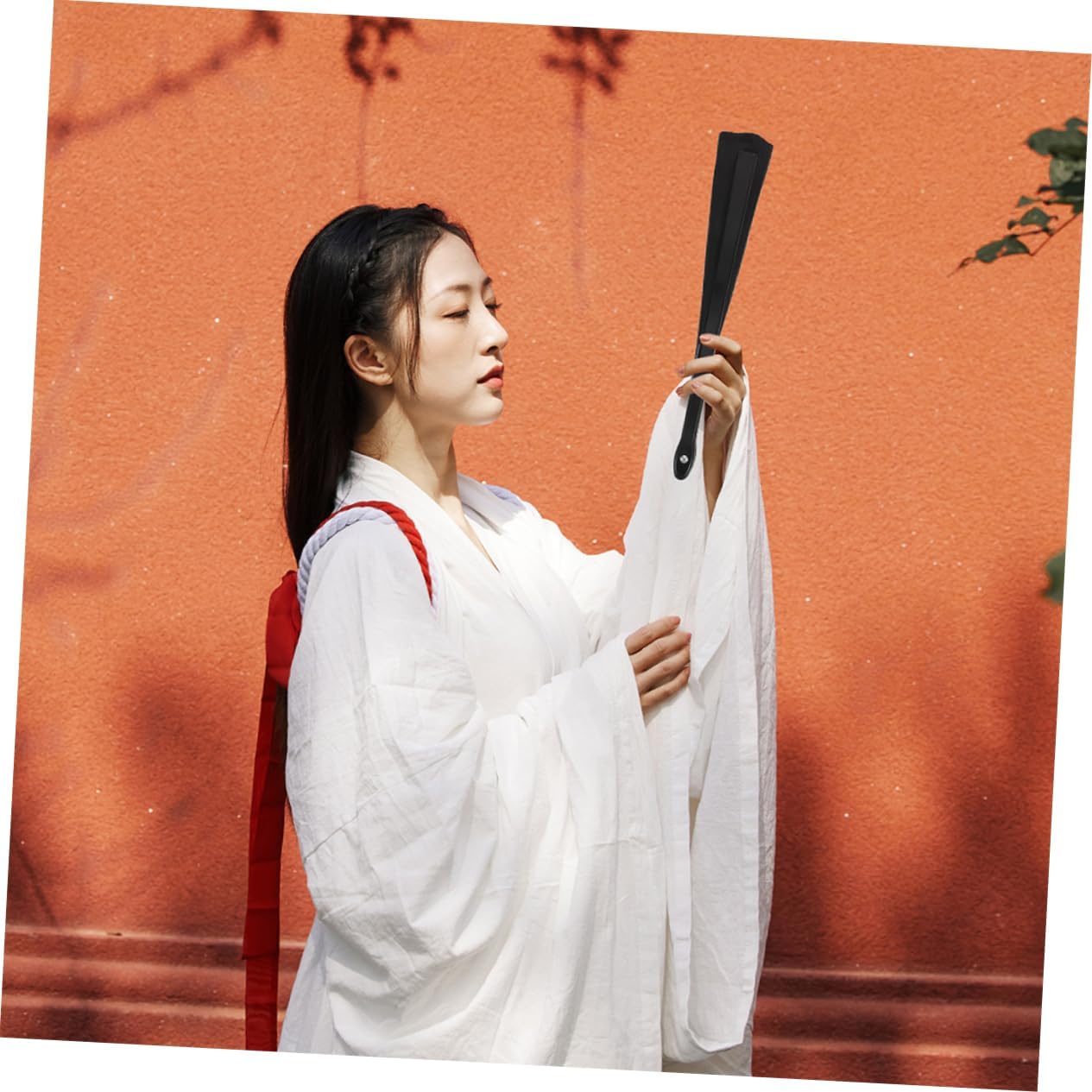 CORHAD 4pcs Elegant Folding Hand Fan Classic Polyester Handheld Fans with Tassel for Weddings Theatrical Performances Home Vintage Style