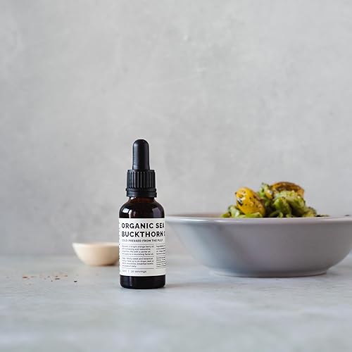 Miniatura 4 de Aceite de espino amarillo 100% orgánico, 1 onza líquida, prensado en frío 501, rico en omega-7 y betacaroteno, directamente de la granja, sin OMG,