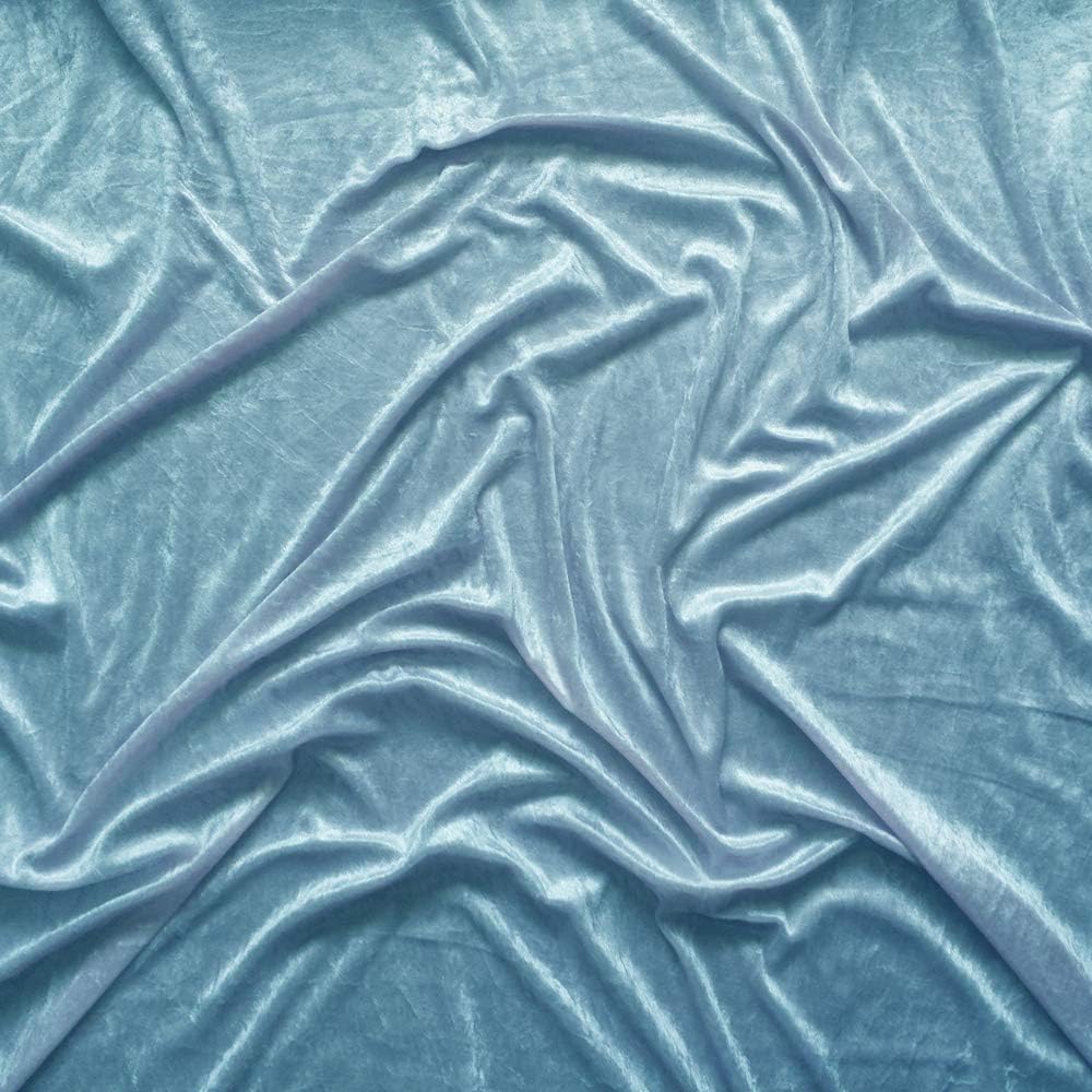 Discover Lifestyle & Fashion Fabrics Premium Crushed Velvet, Craft Dress Fabric Curtain Material 60" - 150cm Width (Baby Blue)