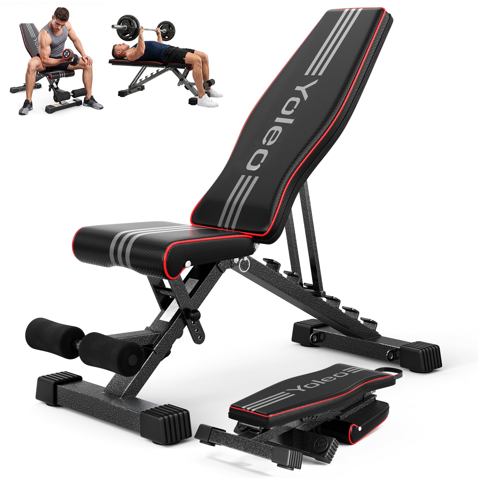 YOLEO klappbare Hantelbank Multifunktion Training Fitness Bank Bauchtrainer Schrägbank mit 6-Fach Verstellbarer Rückenlehne/3-Fach verstellbarer Sitzkissen,Belastung 300kg