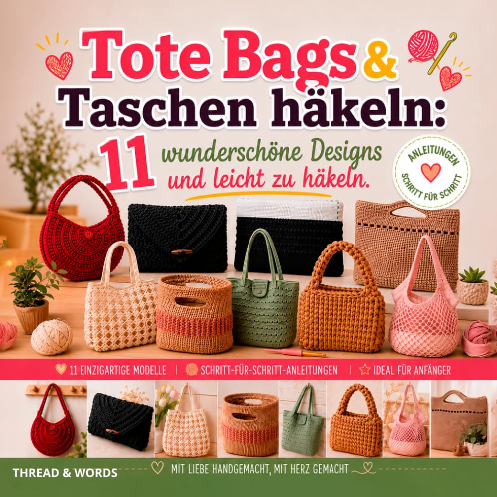 Totebags & Taschen Häklen: Moderne Häkeltaschen & Tote Bags – Schritt-für-Schritt-Anleitungen für Anfänger und Fortgeschrittene