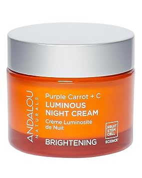 Andalou Naturals Purple Carrot + Vitamin C Luminous Skin 1.7 fl oz | Night Cream Hydrating Face Moisturizer, With Fruit Stem Cell Complex for Radiant Skin