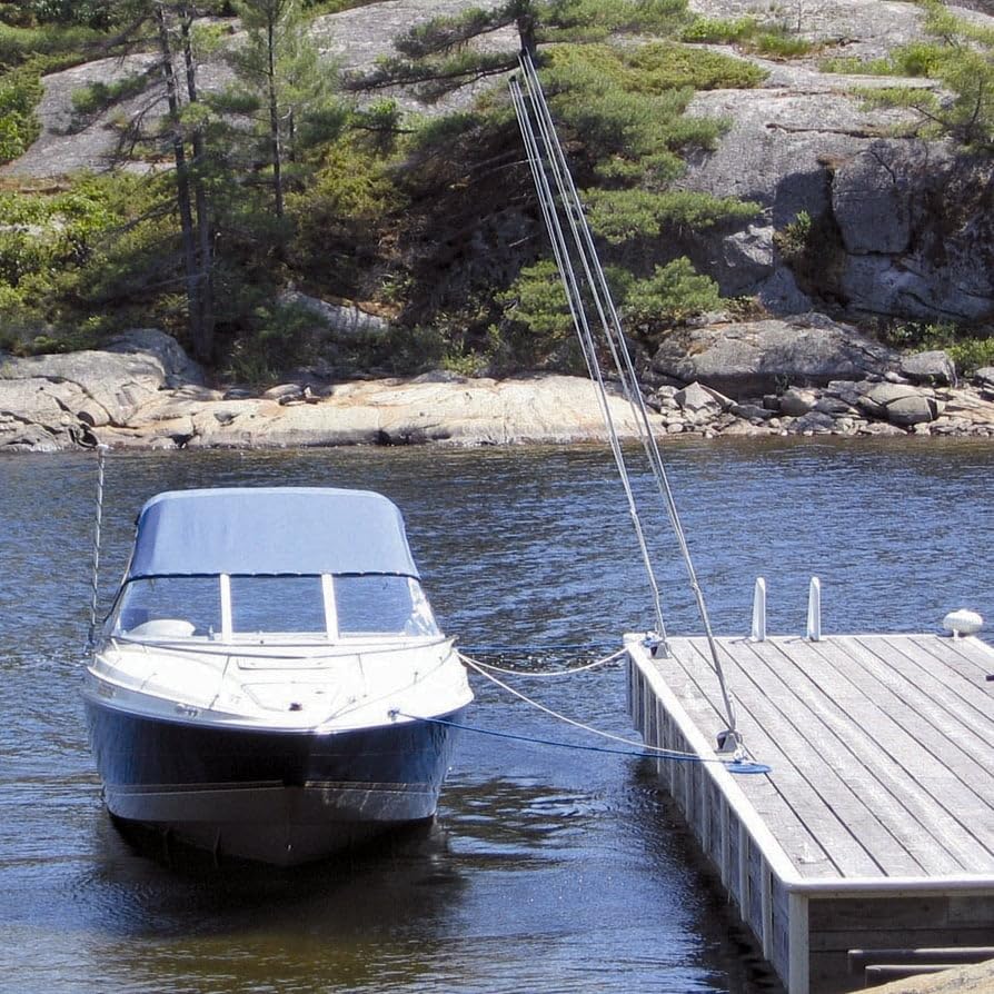 Dockmate Ultimate 12' Mooring Whips – Pair of Fiberglass Boat Whips with Adjustable Aluminum Bases & Rubber Shock Absorbers – Spring Action, Easy One-Hand Operation, Quick Storage Design – Includes