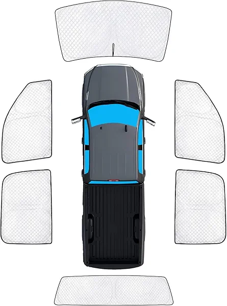 KMF 6pcs Thicken Full Window Sun Shades for Dodge Ram 2500 3500 Accessories 2010-2025, Custom Fit Privacy Car Window Covers Sunshade for Windshield Side Rear, UV Block for Camping Outdoor