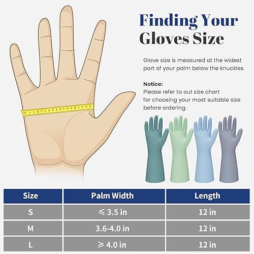 Miniatura 4 de Guantes de goma para lavar platos de cocina, 4 pares de guantes de limpieza reutilizables coloridos para el hogar para lavar platos y tareas de