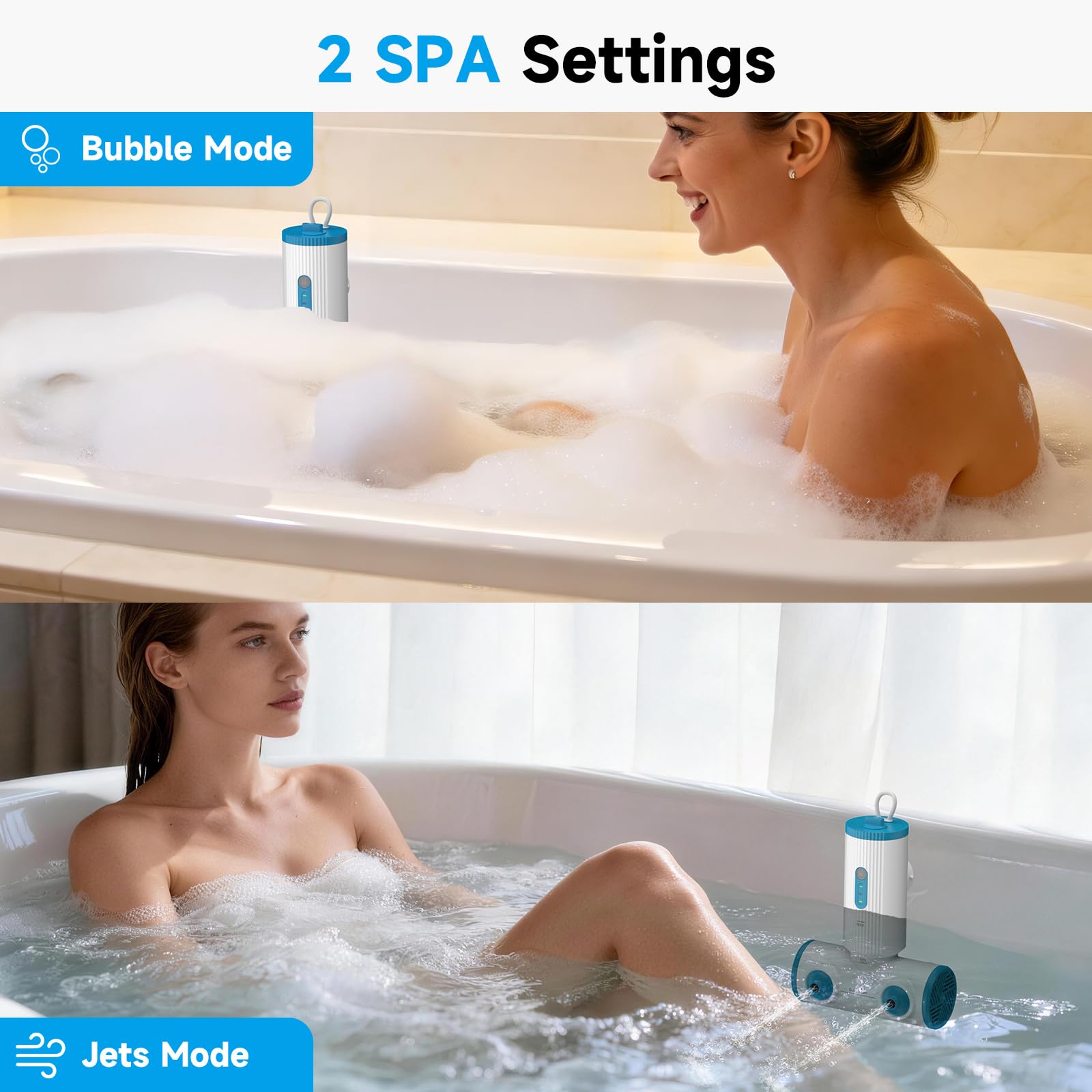 Buses de baignoire pour baignoire, spa de bain avec double buses pour baignoire portable, massage à la maison, spa, accessoires de bain pour femmes, hommes