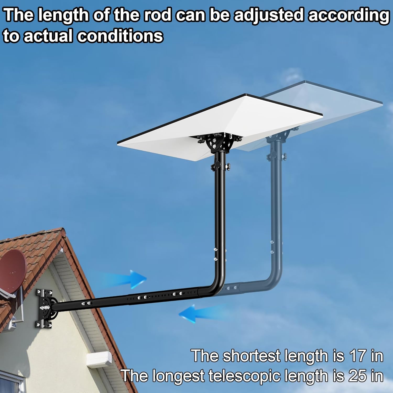 Starlink Gen 3 Pivot Roof Mount, Starlink Gen 3 Pipe Adapter Mount, Adjustable Tilt 160 Degree for Better Signal, Starlink Internet Kit Satellite Pole Mounting Kit (Gen 3 Long Wall Mount)