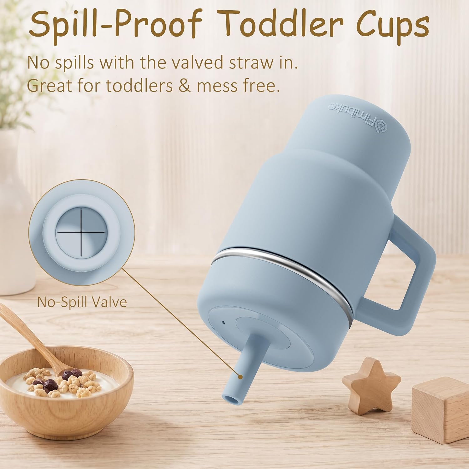 Fimibuke Toddler Tumbler with Handle & Straw, 15 OZ Spill Proof Sippy Cups for Kids Girl Boy, Leak Proof Stainless Steel Cups with Lid & Silicone Sleeve, BPA Free Dishwasher Safe Water Bottle, 2 Packs