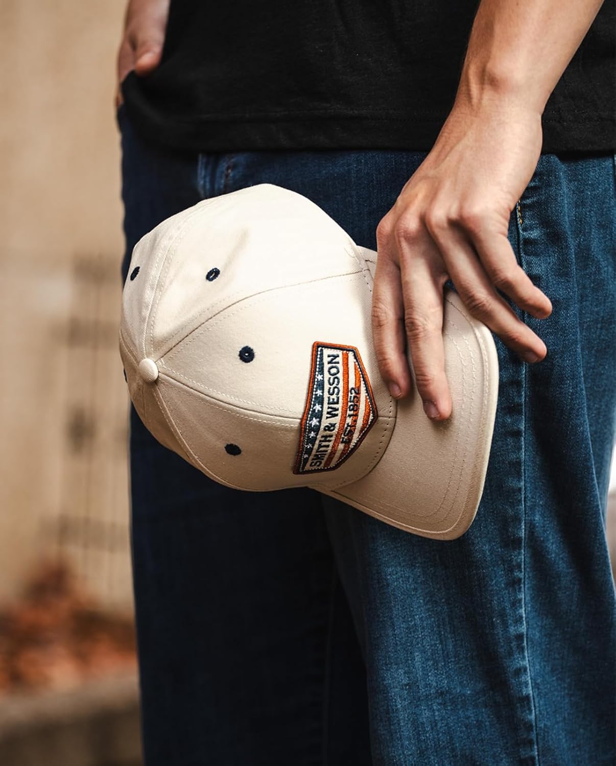 Smith & Wesson Officially Licensed Men's Vintage American Flag Logo Hat, Adjustable Baseball Cap - Image 5