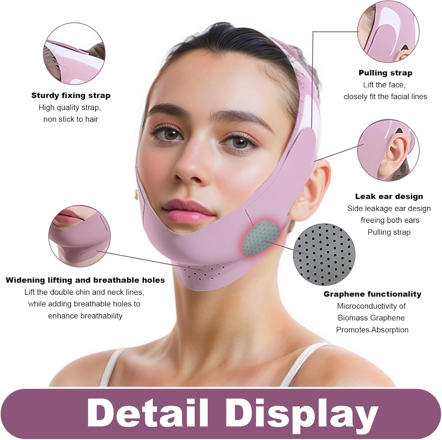 Reusable V Line Lifting Mask, Chin Up Mask V Shaped for Double Chin Reducer for Women, Double Chin for Women, Neck Lift Tape Jaw Exerciser Shaper, V Shaped Face Mask- Purple