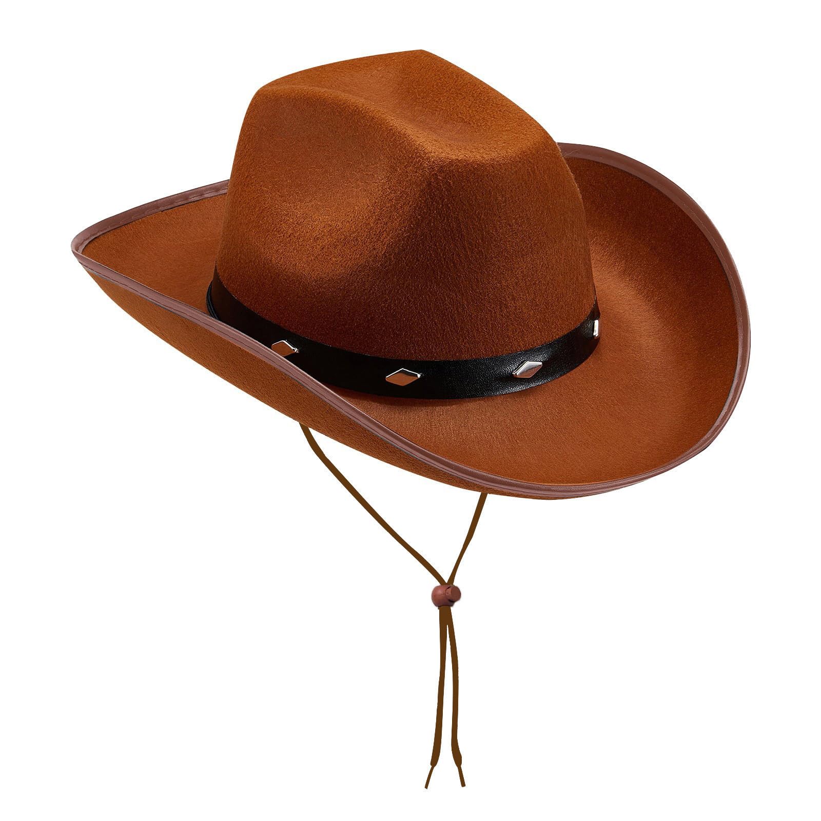 Western Cowboy Cowgirl Fancy Dress Hat, Adjustable Chin Strap Costume Hat for Adult Men Women, Wild West Halloween Themed Party Accessory, Multiple Colours Available