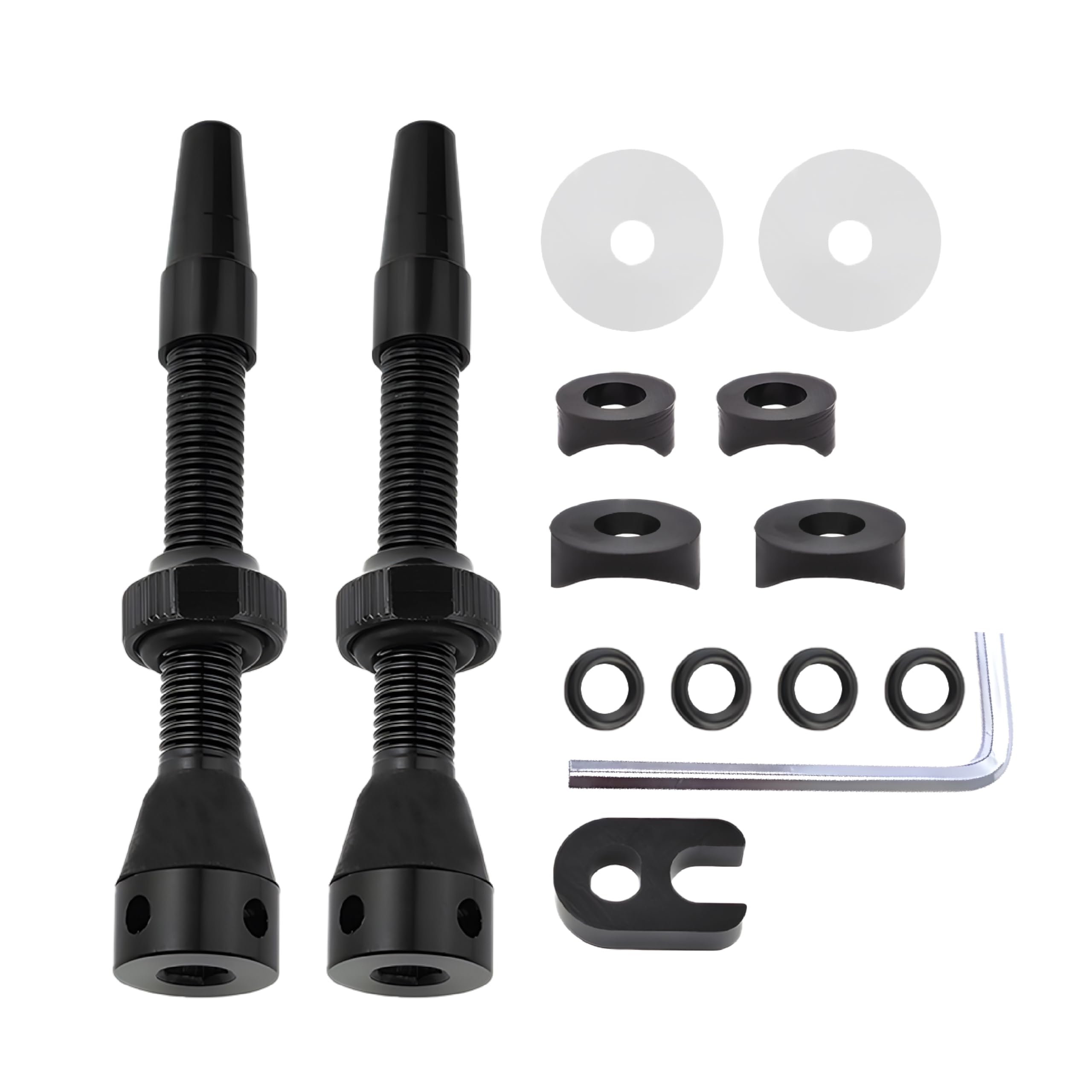 2 sztuki zaworów Presta Tubeless, czarne, bezdętkowe trzonek zaworu, super lekkie, aluminiowe, z narzędziem do usuwania rdzenia i nasadkami zaworów, pasują do większości felg rowerowych bezdętkowych