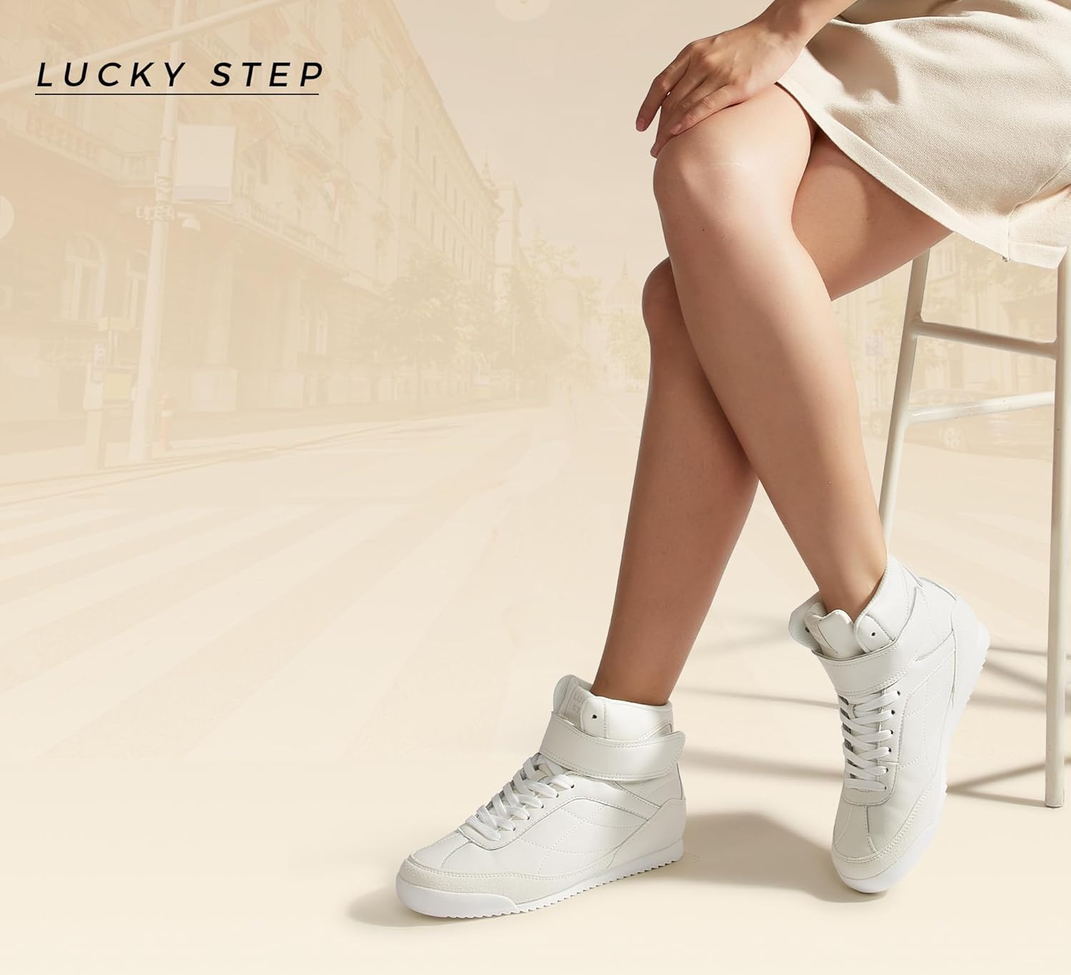 LUCKY STEP Women's High Top Sneakers Hook and Loop Lace Up Fashion Basketball Ankle Boots Skate Tennis Shoes Walking Casual Shoes - Image 9