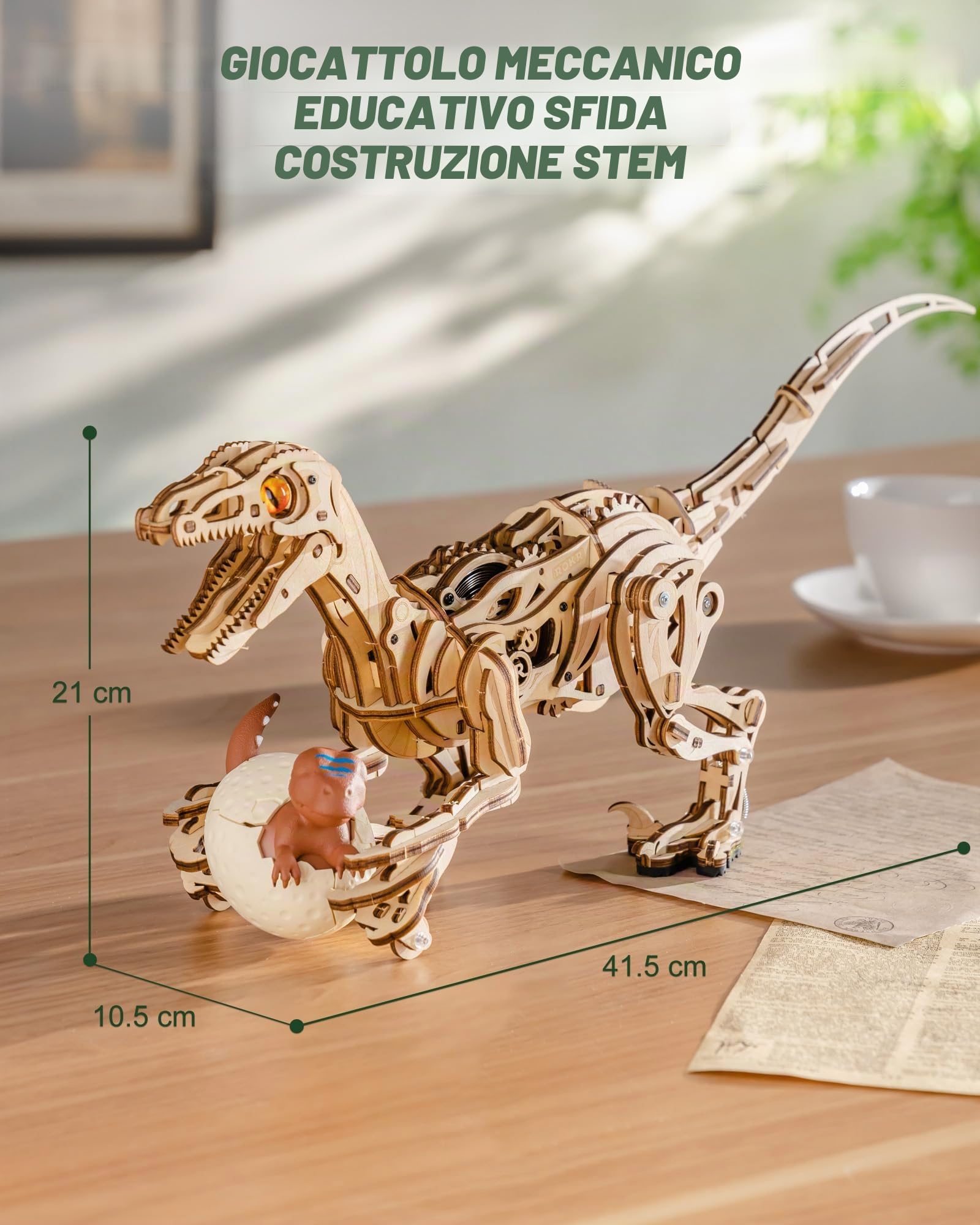 ROKR 3d puzzle in legno Raptor Dinosaur