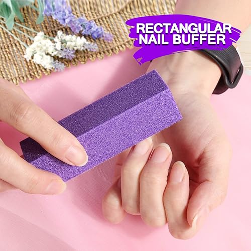 Miniatura 10 de Lima de uñas y amortiguador 3 limas de uñas de doble cara amortiguador de uñas rectangular esponja de bloque pulida cepillo de uñas viene con pinza