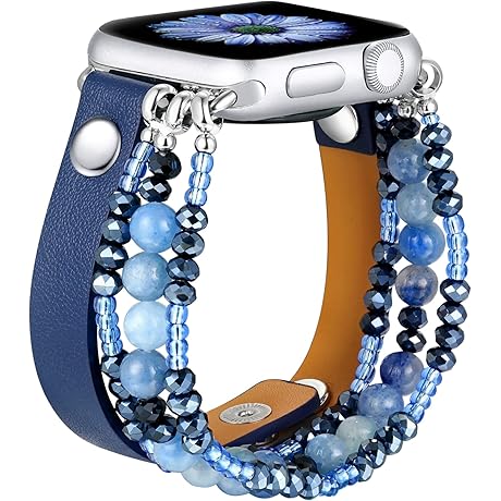 fastgo Bracelet Band Leather Compatible with Apple Watch Blue