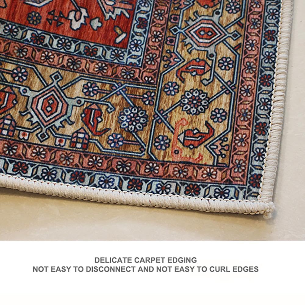 Tapis Rond 160cm Lavable en Machine Microfibre Douce Tapis Circulaire Salon Chambre Mandala Bohémien Antidérapant Lavable Tapis de Sol Tapis de Décoration,03-80 * 80cm