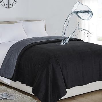Softan Waterproof 100% Leak Proof Blanket for Baby Adults Pets Dogs Cats, Pee Proof, 3 Layer Protector for Bed, Sofa Couch and Other Furniture, 70"x90", Charcoal | Black, Reversible Lightweight