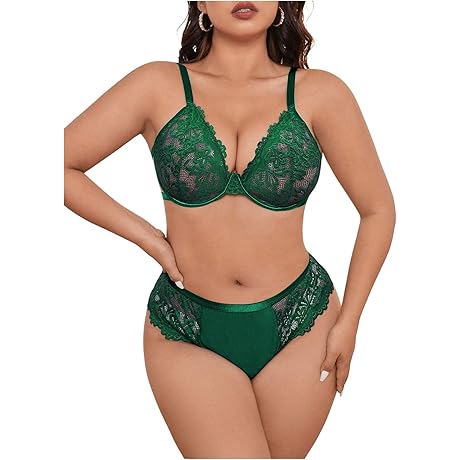 Women's Plus Size Enchanting Lace and Mesh Sexy Lingerie Set - Ignite...