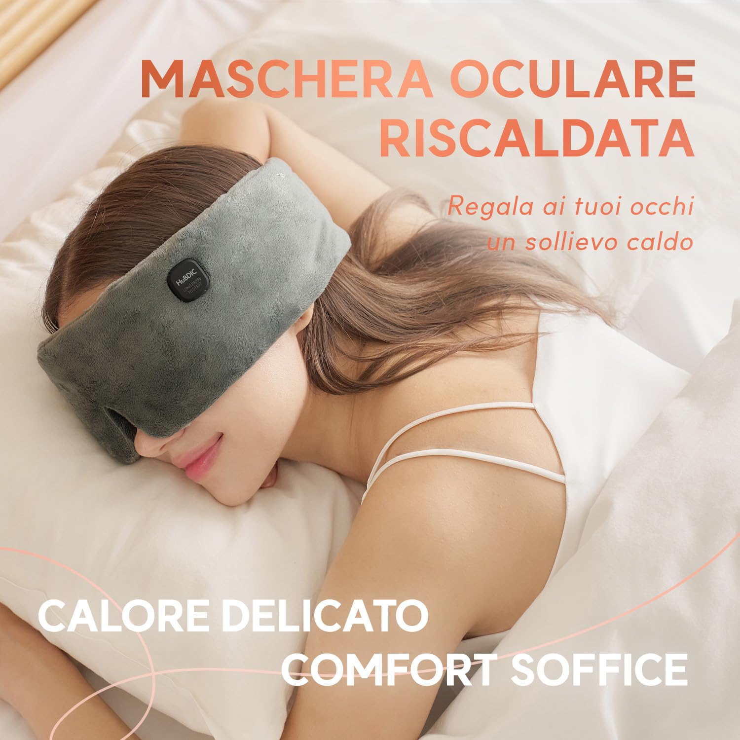 HubiCare - Mascherina per occhi riscaldata per occhi asciutti e relax, 3 livelli di calore con timer di spegnimento automatico, confortevole tessuto felpato, portatile e regolabile per casa, viaggi