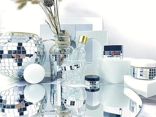 Miniatura 3 de REDODECO 3500 piezas de azulejos de mosaico de cristal real para azulejos cuadrados de vidrio autoadhesivos, 0.197in x 0.197in (plata, 3500 unidades)