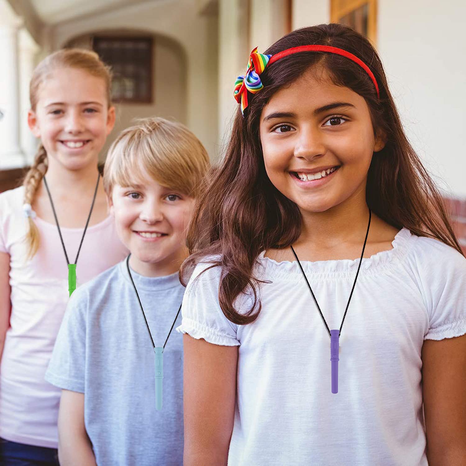Chew Necklaces for Sensory Kids, Silicone Chewy Necklace Sensory Chew Toy for Girls Boys, 6 Pack Chewelry for Kids Teens Adults with Autism Anxiety ADHD SPD or Oral Motor Needs