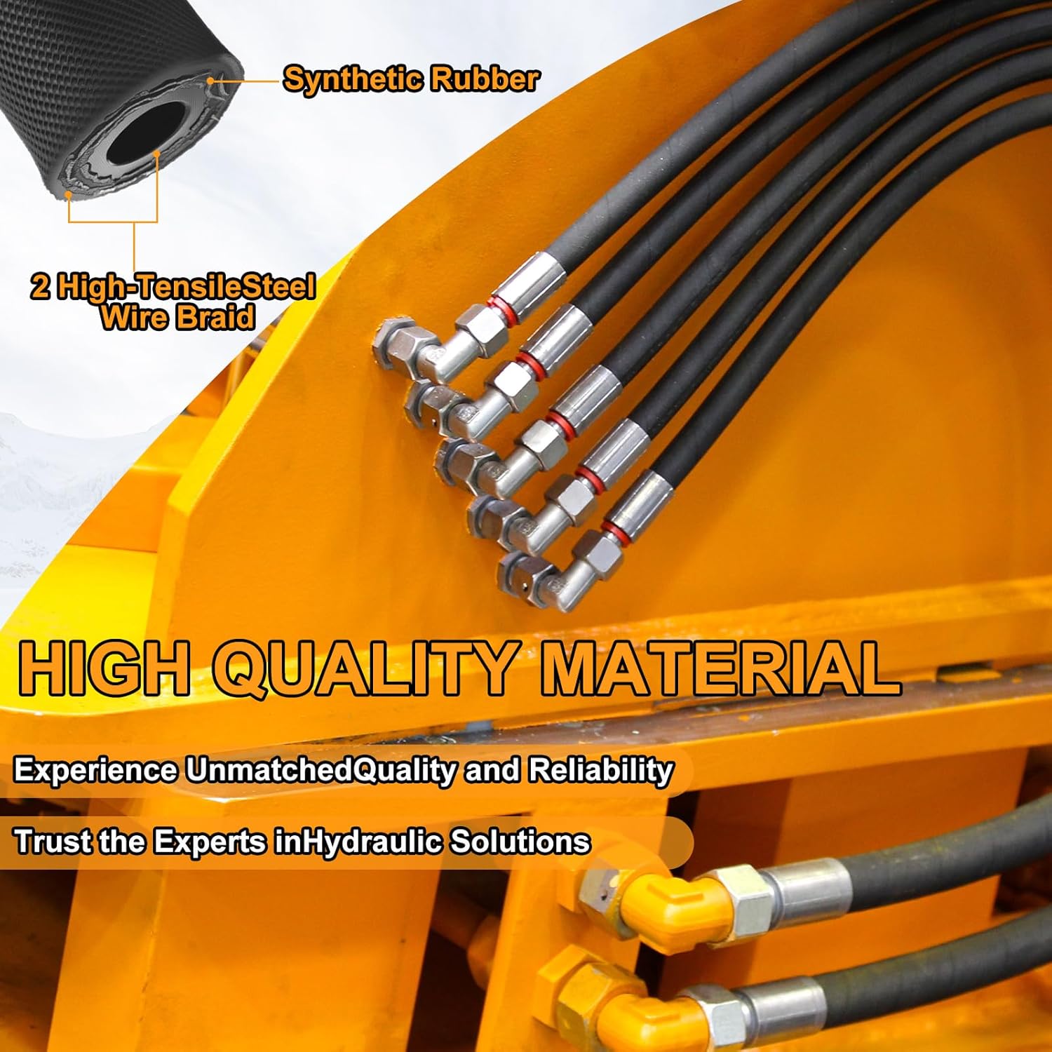 Frienda Hydraulic Hose 3/8" x 50 ft with 10 Pcs JIC 37° Female & NPF Male Hydraulic Hose Fittings – 4800 Psi Rated Tensile Steel Wire Braid for Industrial Construction Agricultural