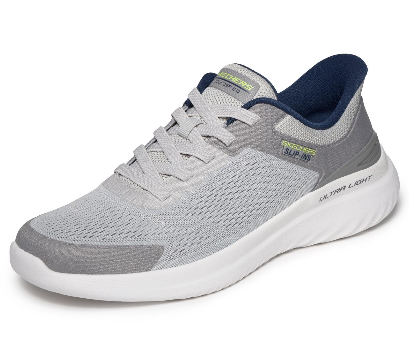 Skechers Men's Bounder 2.0 Trainers, Grey/Navy, 13 UK
