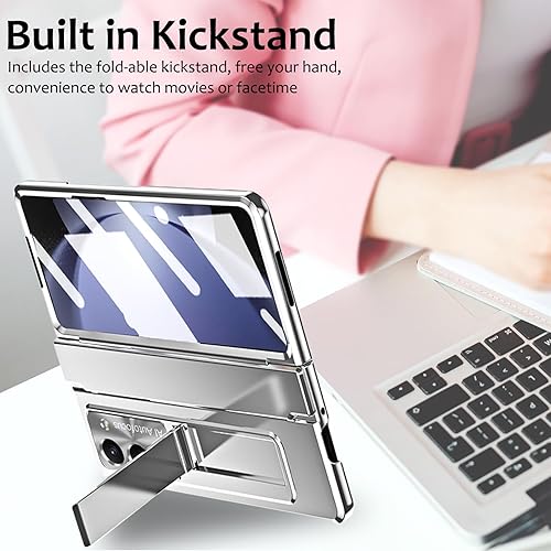 Miniatura 5 de Funda para Samsung Galaxy Z Fold 5 con S Pen y soporte para bolígrafo, diseño de una sola pieza Z Fold 5 Funda de protección de bisagra Protector de