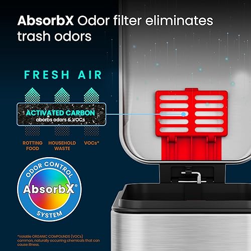 Miniatura 3 de iTouchless SoftStep - Cubo de basura pequeño con pedal delgado de 3 galones, sistema de control de olores AbsorbX, cubo interior extraíble, papelera