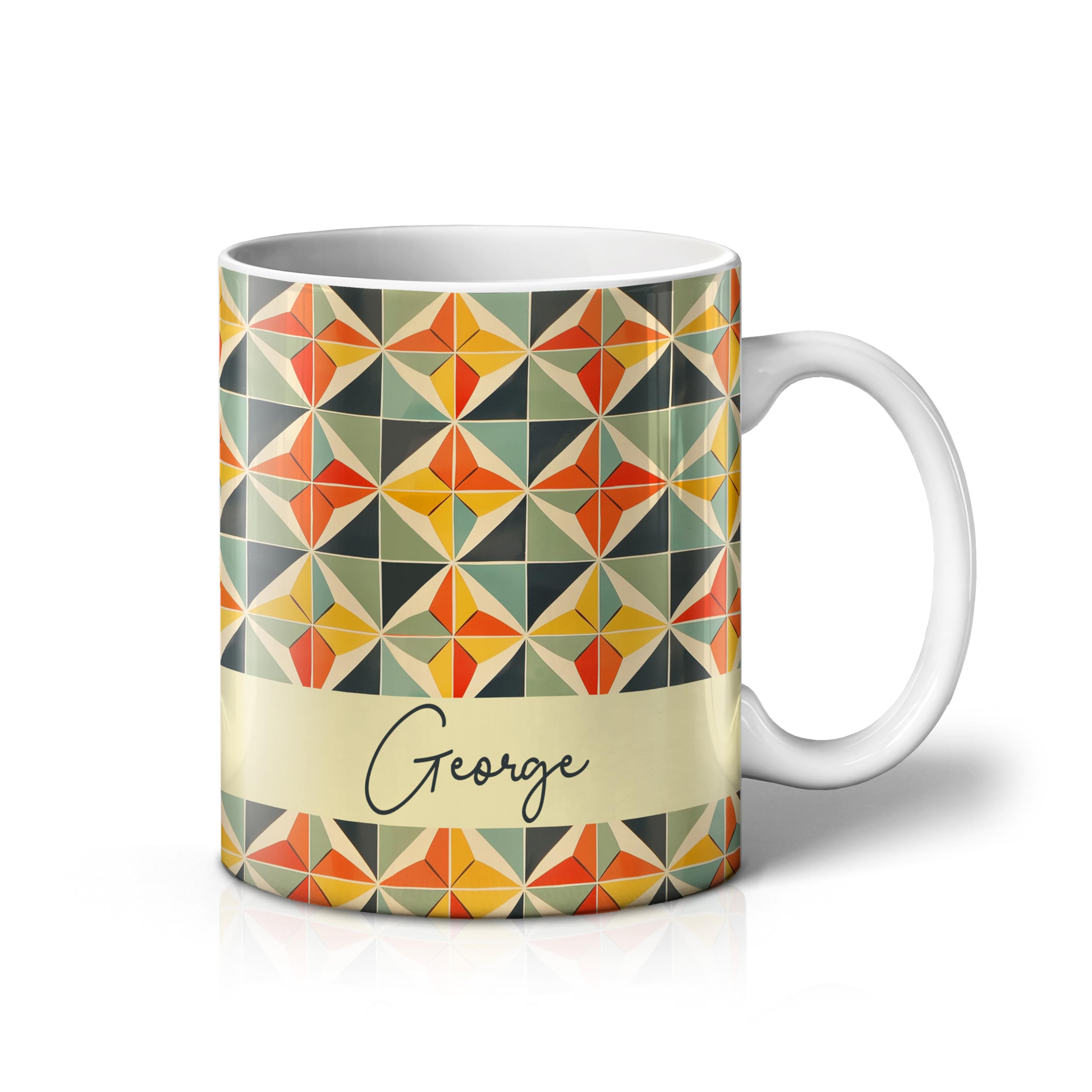 iCaseDesigner Personalised Retro Vintage Mug with Any Name – Custom Coffee Mug – 11 Oz Tea Cup – Unique Customised Gift for Men, Women, Work, Birthdays and Anniversaries - 17. Geometric Star