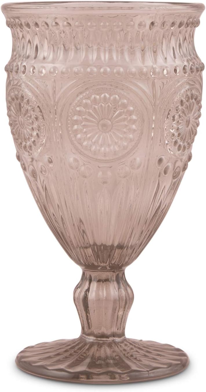 WEDDINGSTAR Vintage Style Pressed Glass Champagne Flute 6oz - Pink
